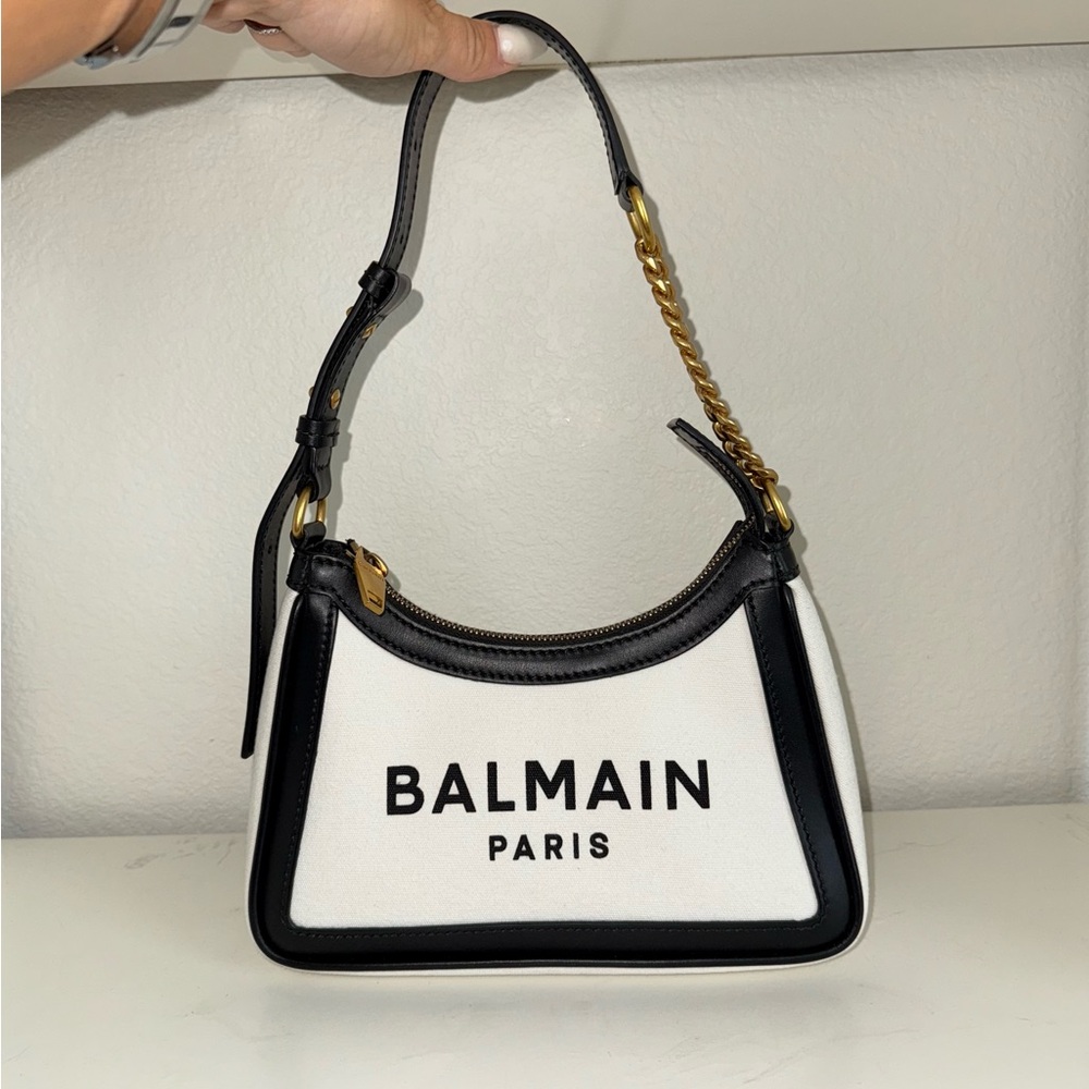 Balmain Paris Black and White Women's Shoulder Bag